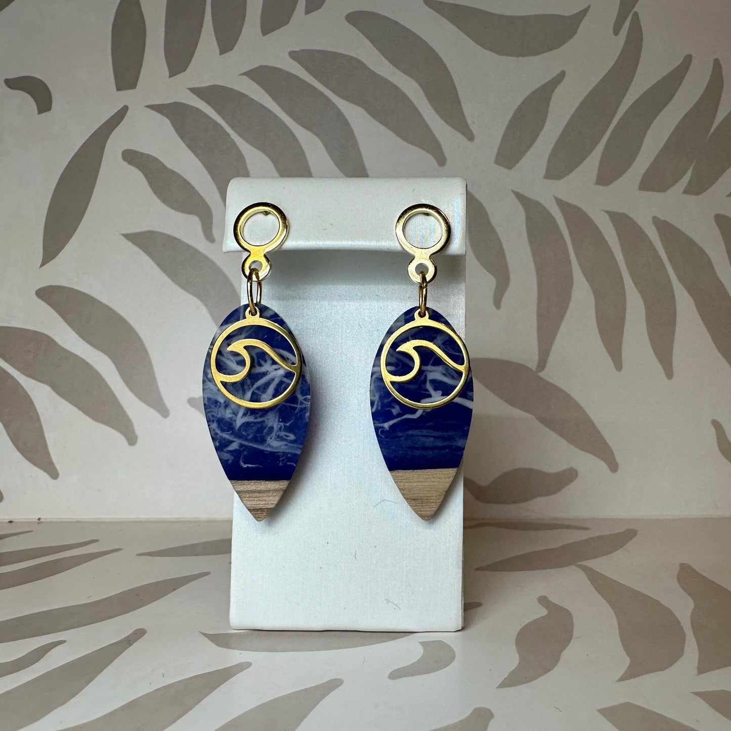 Wave and Surfboard Handmade Earrings; Beach, Ocean, Vacation, Sun, Cruise Accessories and Jewelry - Shella Bella