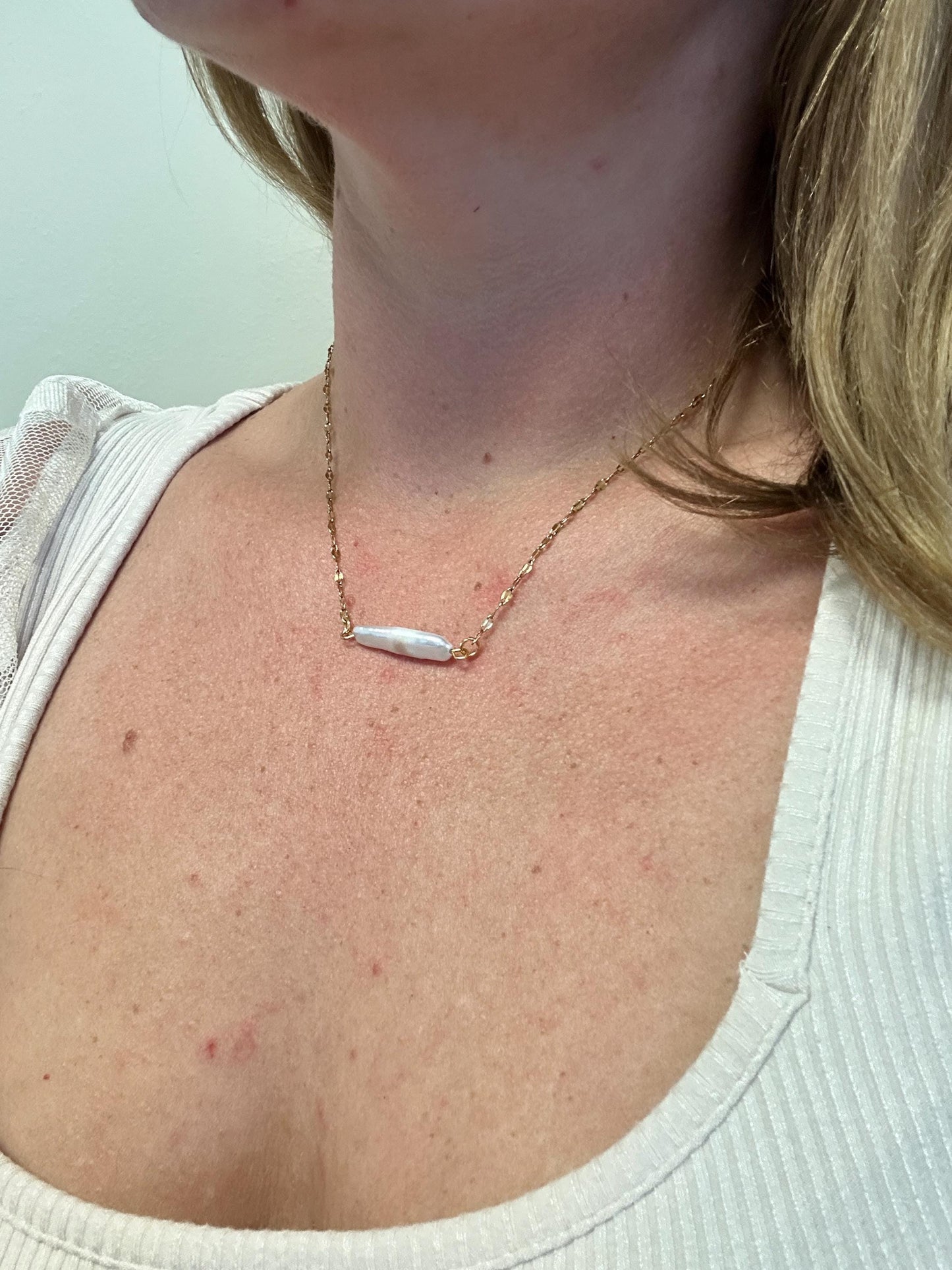 Horizontal Pearl Bar Necklace; Beach, Ocean, Vacation, Sun, Cruise Accessories and Jewelry - Shella Bella