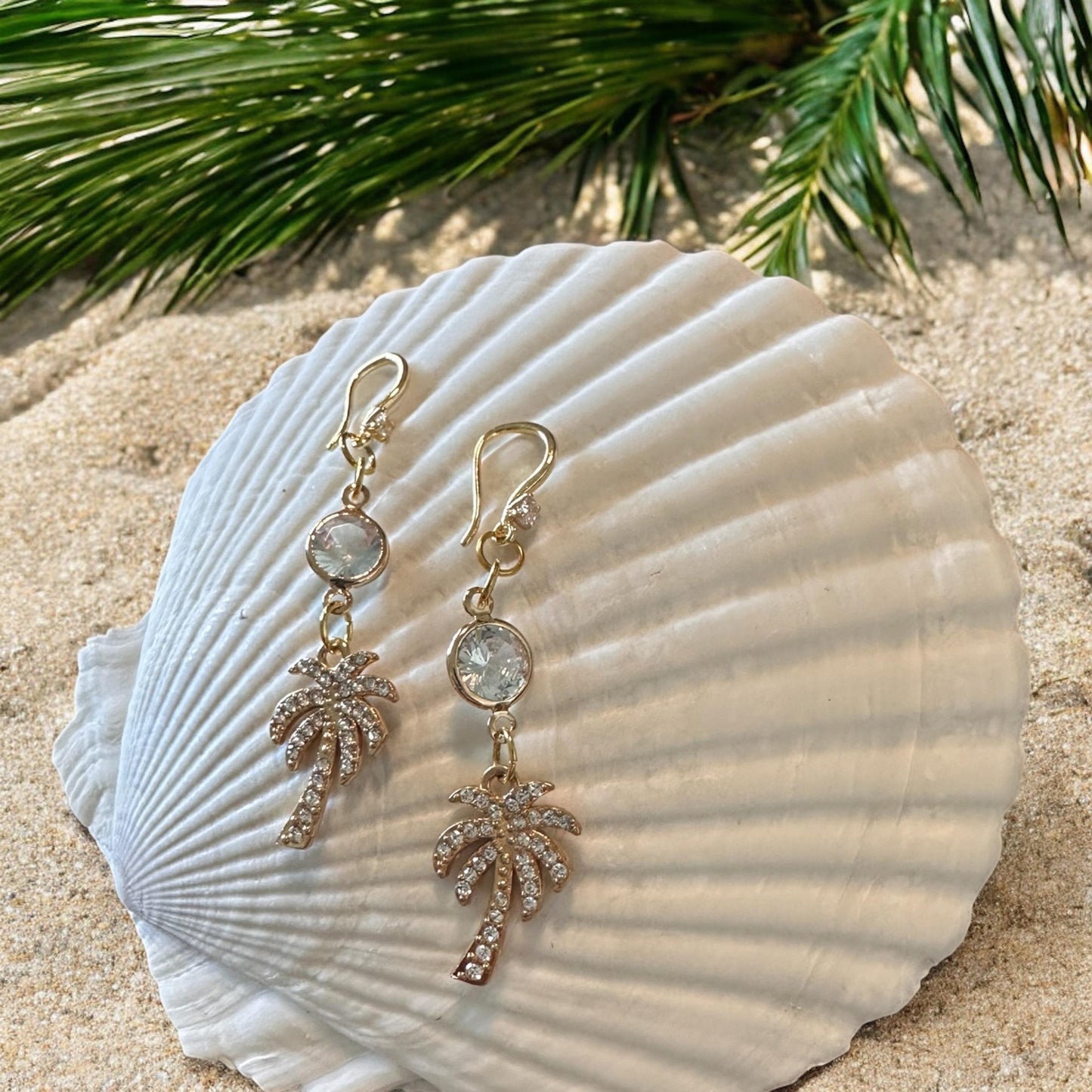 Palm Tree Dangle Handmade Earrings; Beach, Ocean, Vacation, Sun, Cruise Accessories and Jewelry - Shella Bella