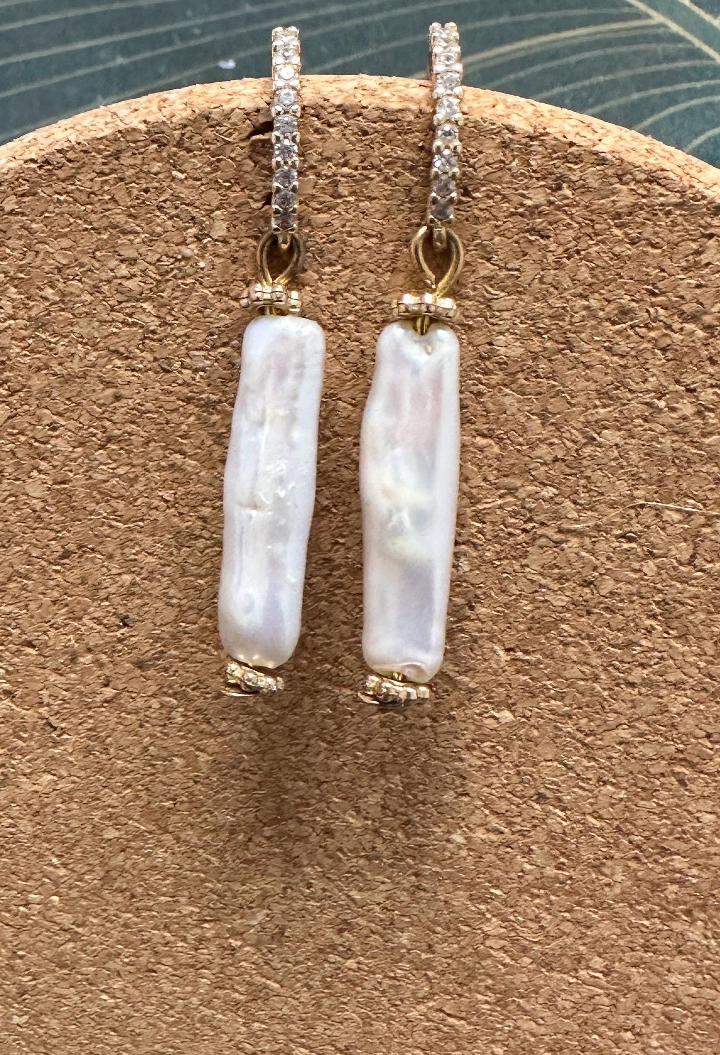 Vertical Pearl Drop Handmade Earrings; Beach, Ocean, Vacation, Sun, Cruise Accessories and Jewelry - Shella Bella