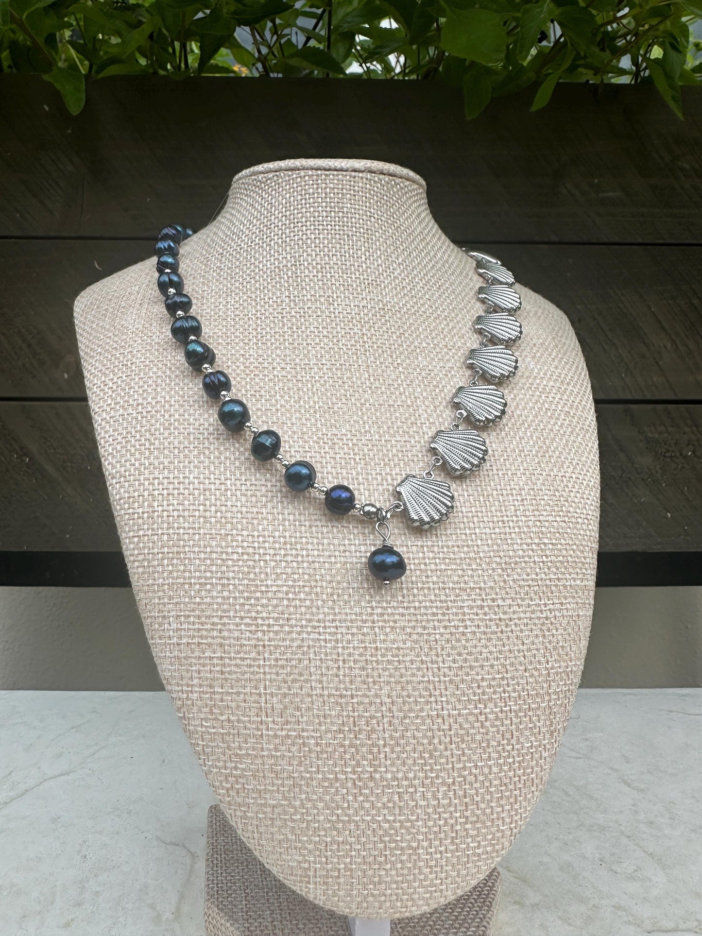 Silver Seashell Chain and Bead Necklace; Beach, Ocean, Vacation, Sun, Cruise Accessories and Jewelry - Shella Bella