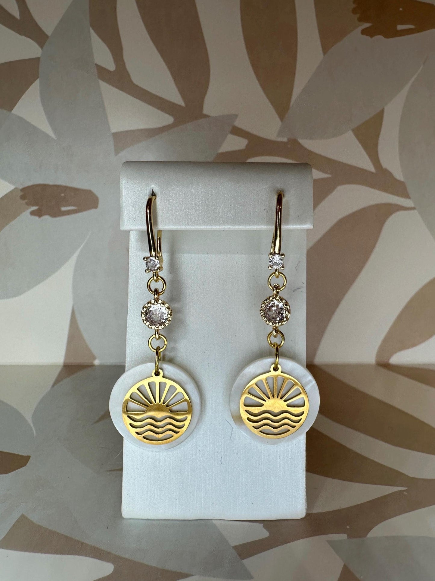 Sunset and Sea Shell Handmade Earrings; Beach, Ocean, Vacation, Sun, Cruise Accessories and Jewelry - Shella Bella