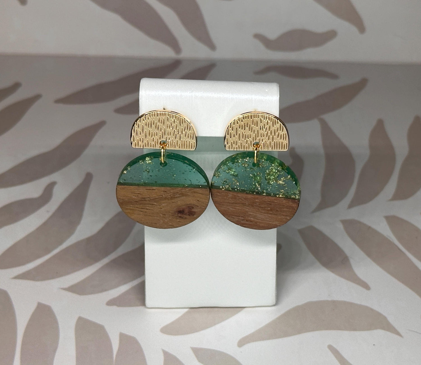 Round Wood and Acrylic Handmade Earrings; Beach, Ocean, Vacation, Sun, Cruise Accessories and Jewelry - Shella Bella