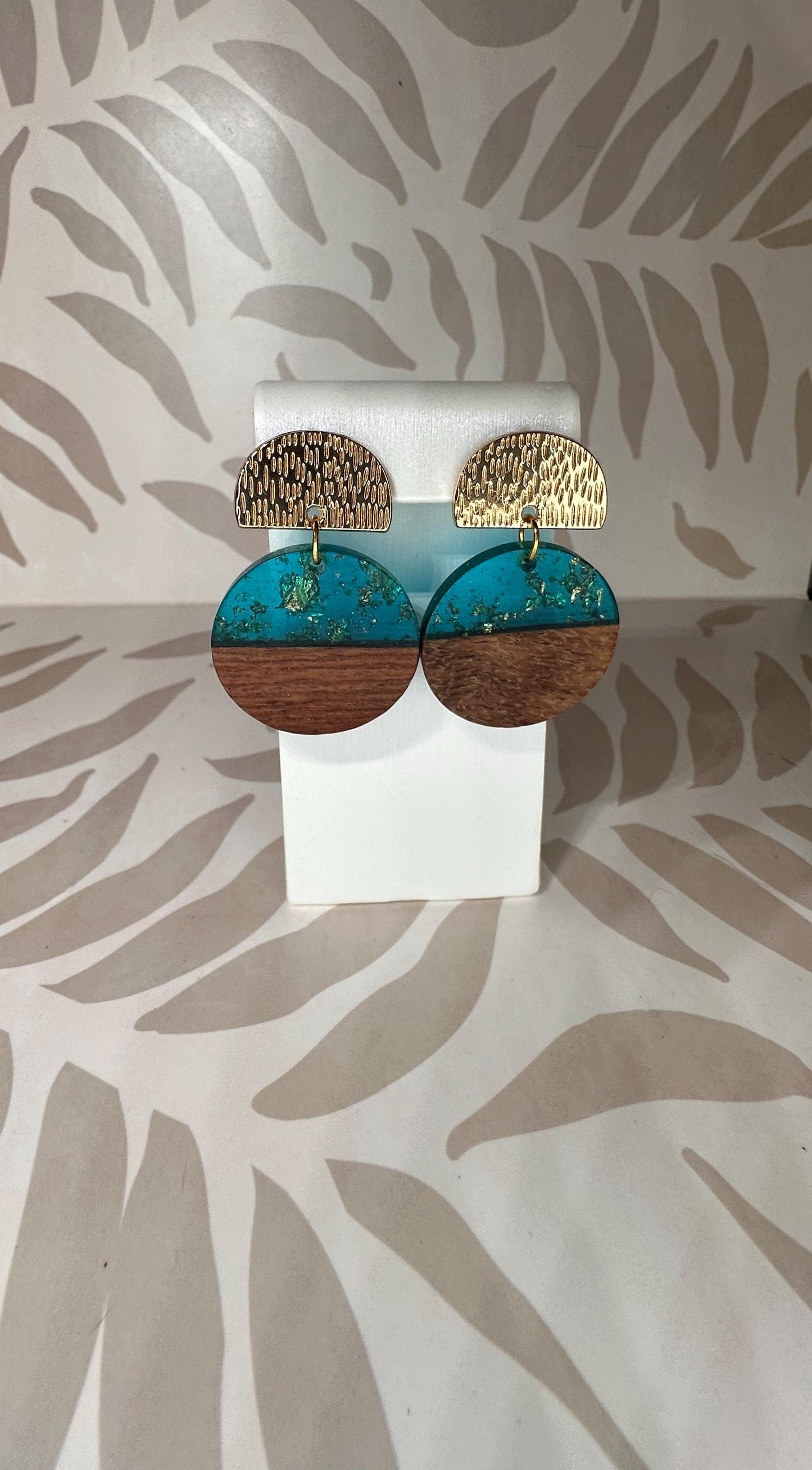 Round Wood and Acrylic Handmade Earrings; Beach, Ocean, Vacation, Sun, Cruise Accessories and Jewelry - Shella Bella