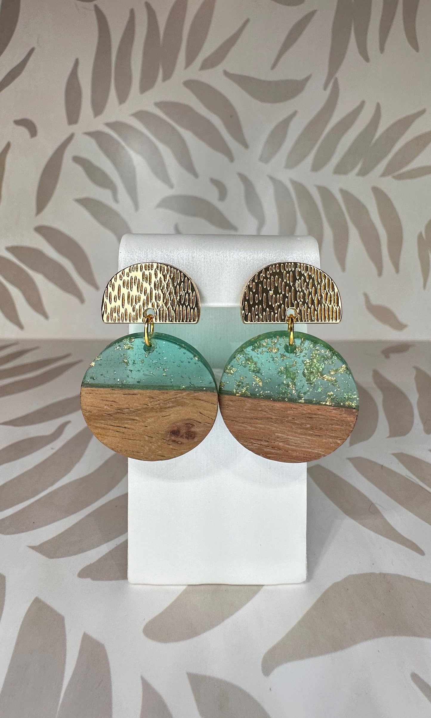 Round Wood and Acrylic Handmade Earrings; Beach, Ocean, Vacation, Sun, Cruise Accessories and Jewelry - Shella Bella