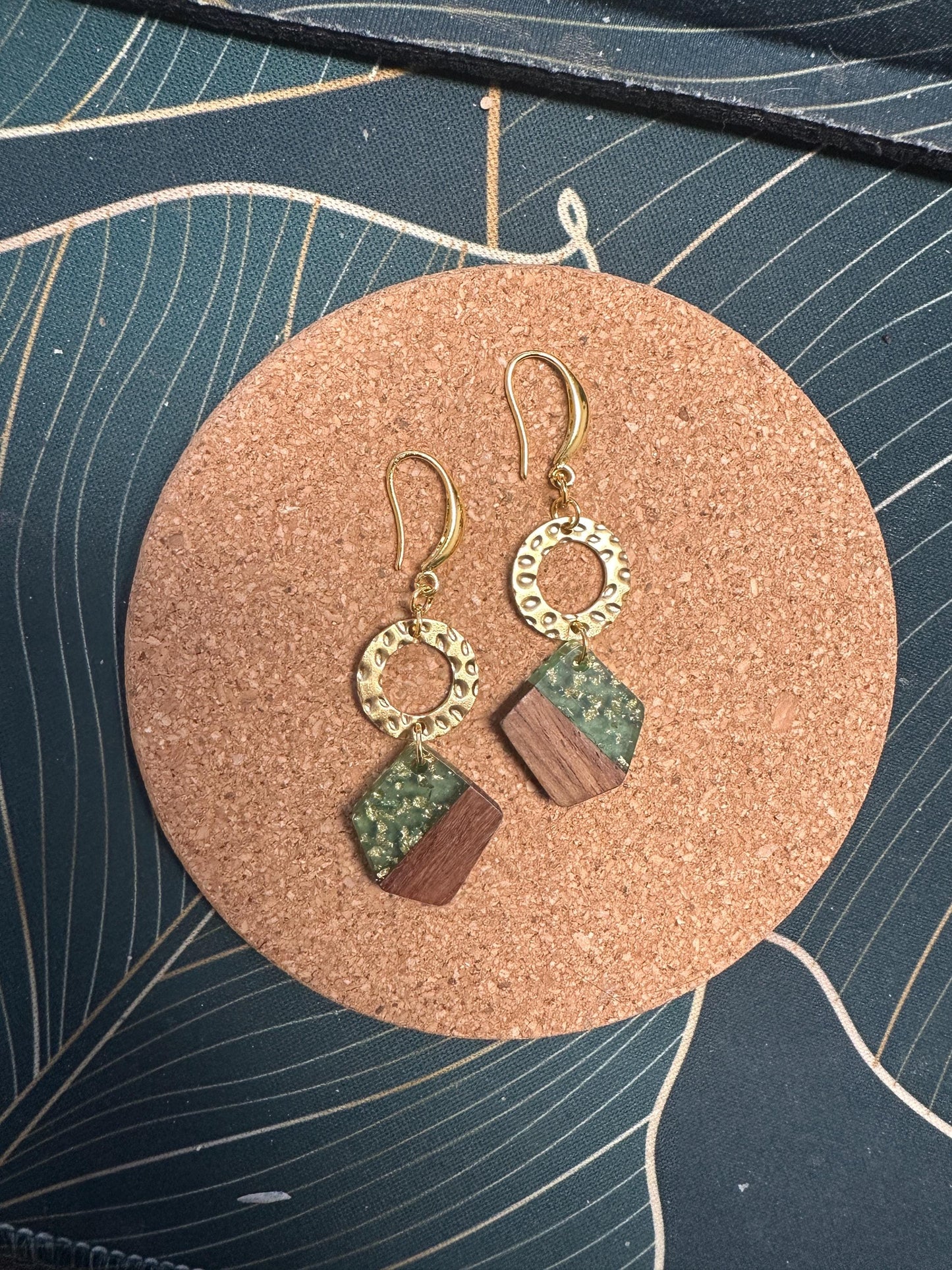 Geometric wood and acrylic Handmade Earrings; Beach, Ocean, Vacation, Sun, Cruise Accessories and Jewelry - Shella Bella