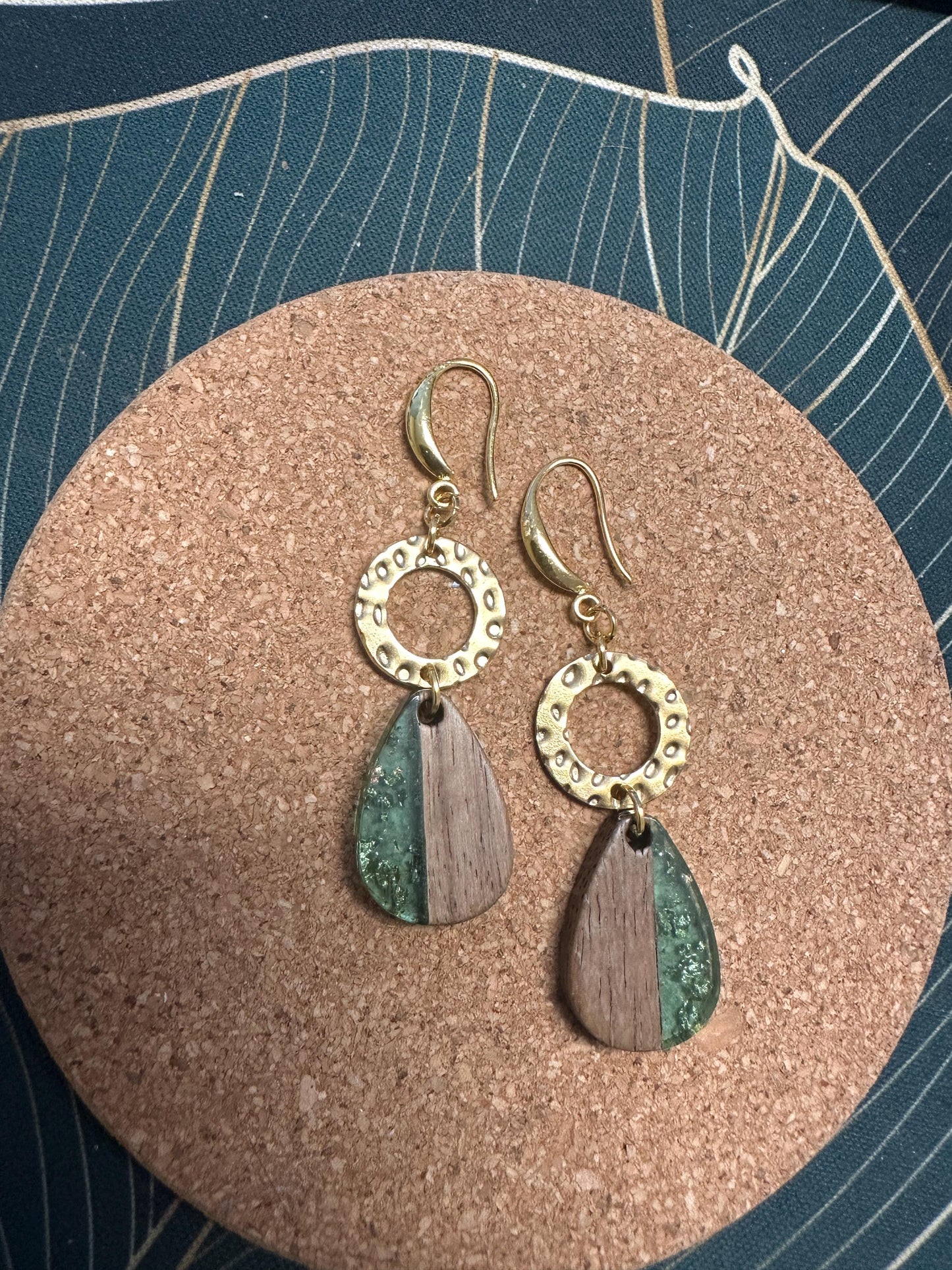 Tear Drop wood and acrylic Handmade Earrings; Beach, Ocean, Vacation, Sun, Cruise Accessories and Jewelry - Shella Bella