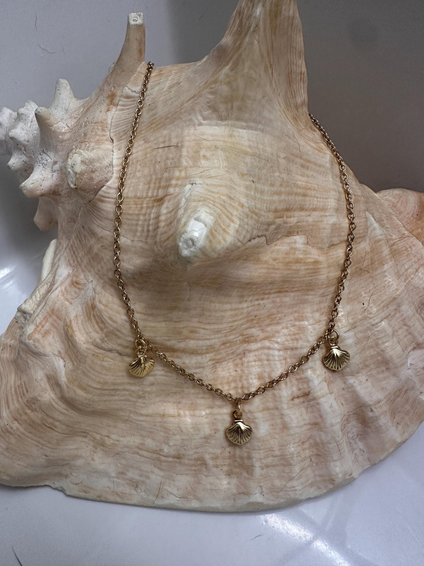 Triple Seashell Gold Necklace