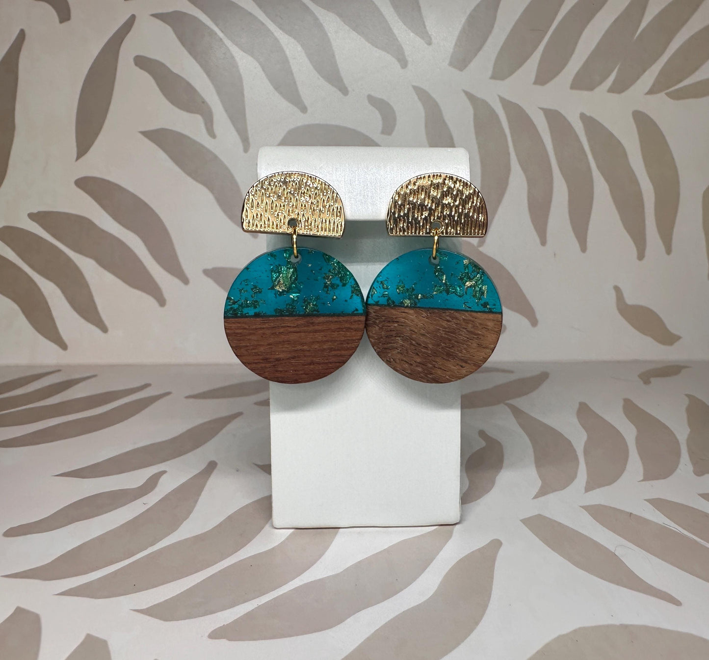 Round Wood and Acrylic Handmade Earrings; Beach, Ocean, Vacation, Sun, Cruise Accessories and Jewelry - Shella Bella