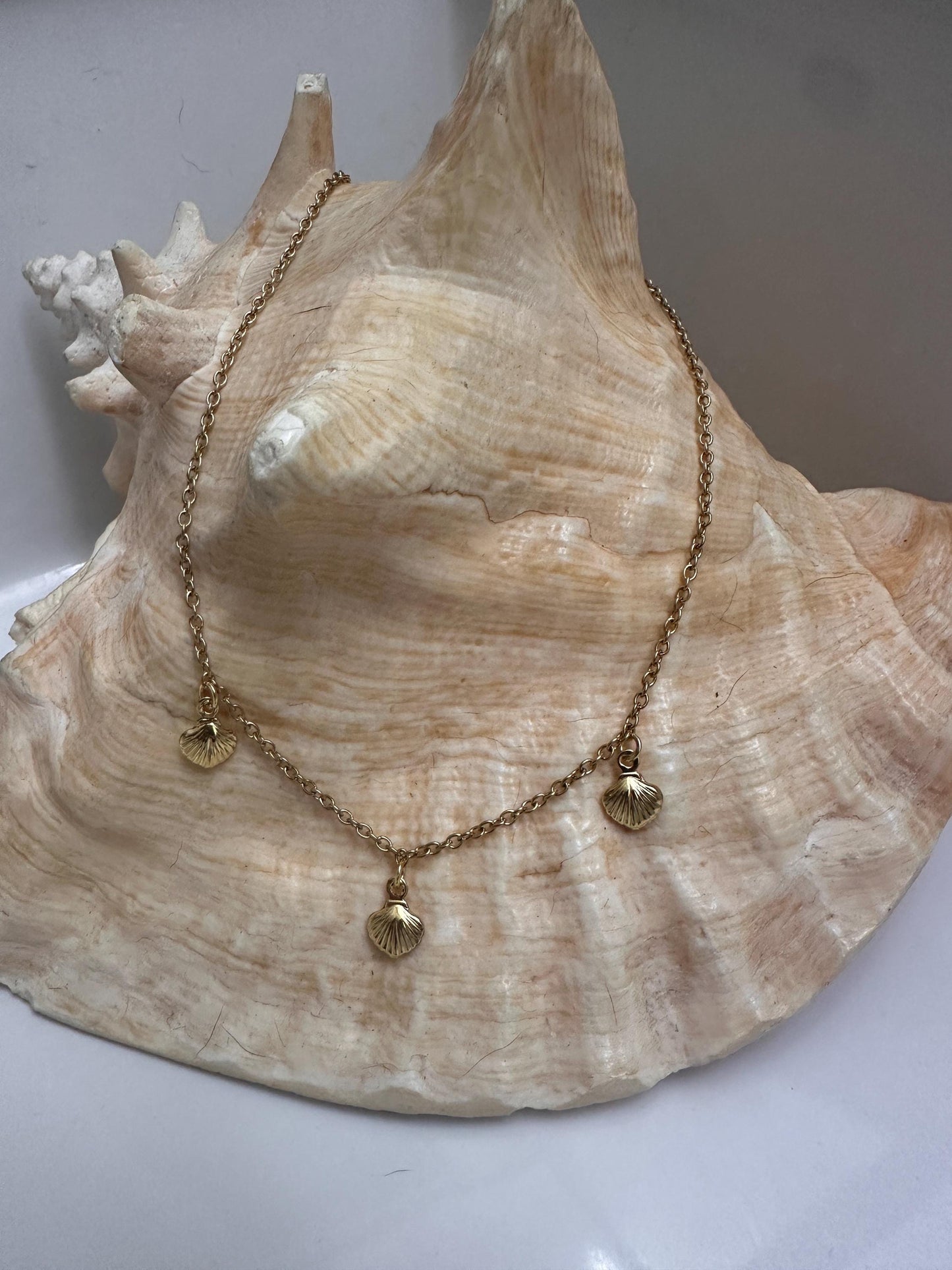 Triple Seashell Gold Necklace