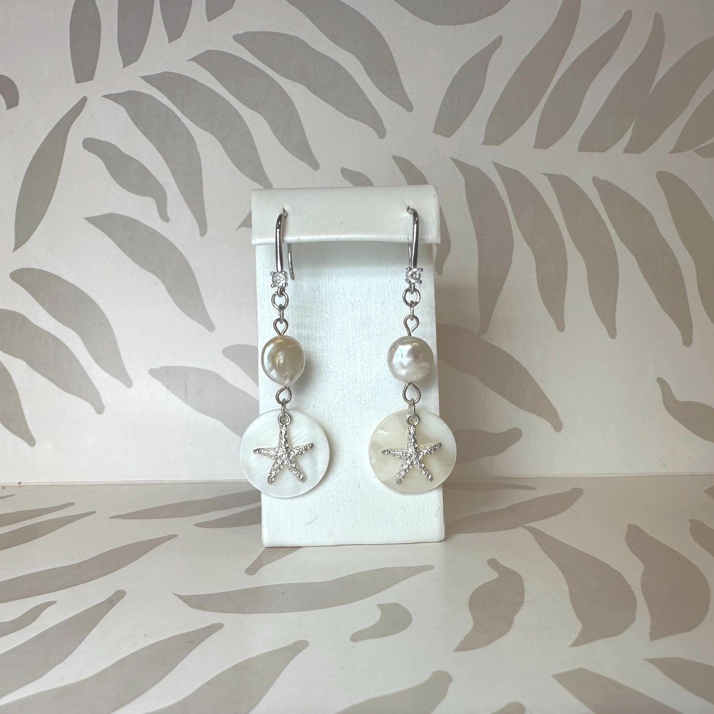 Pearl, Starfish and Shell Handmade Earrings; Beach, Ocean, Vacation, Sun, Cruise Accessories and Jewelry - Shella Bella