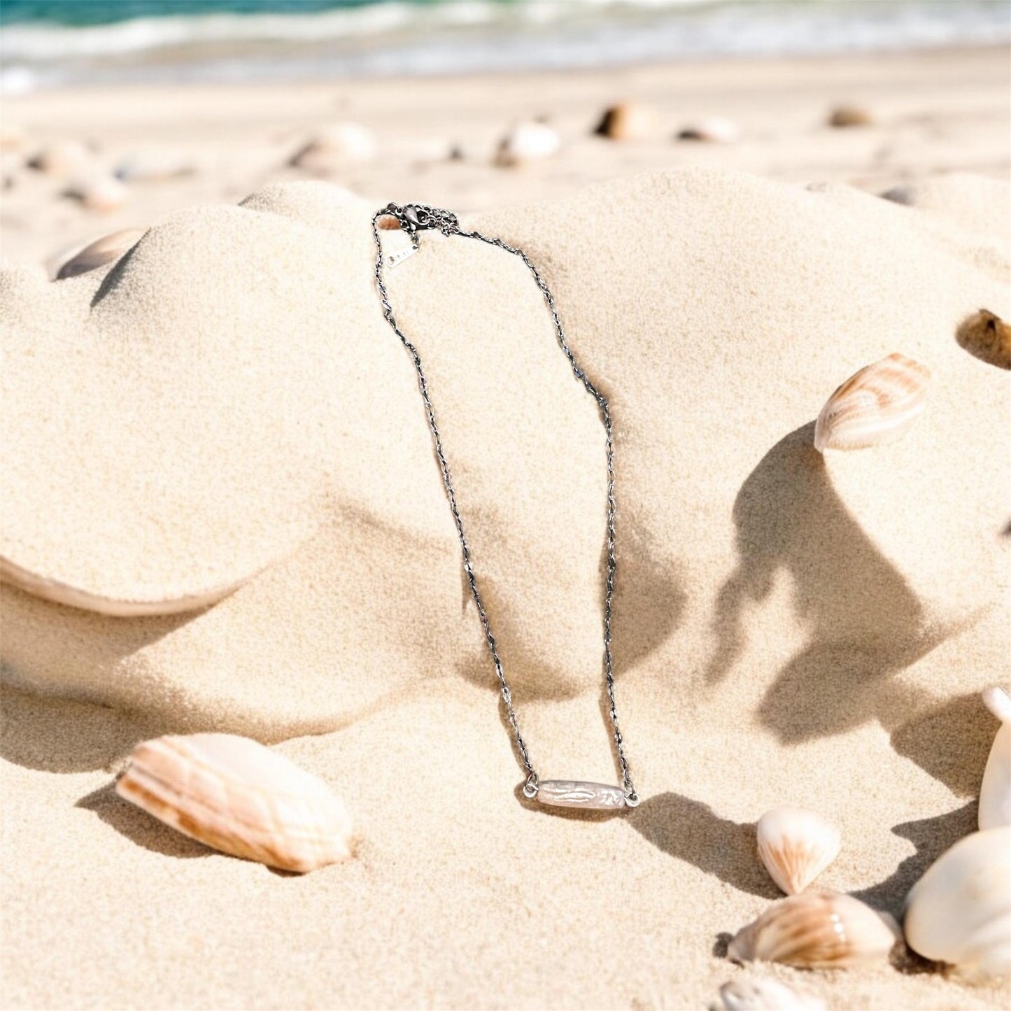 Horizontal Pearl Bar Necklace; Beach, Ocean, Vacation, Sun, Cruise Accessories and Jewelry - Shella Bella