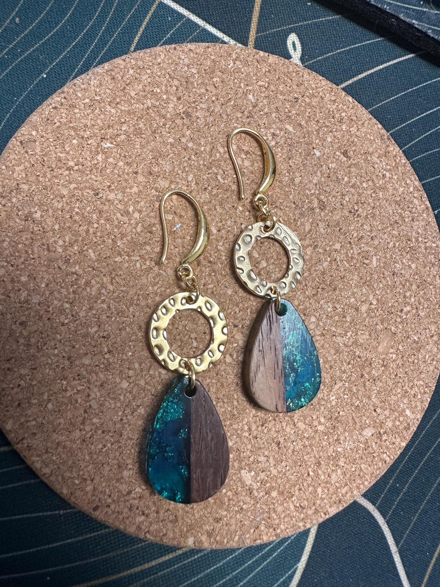 Tear Drop wood and acrylic Handmade Earrings; Beach, Ocean, Vacation, Sun, Cruise Accessories and Jewelry - Shella Bella