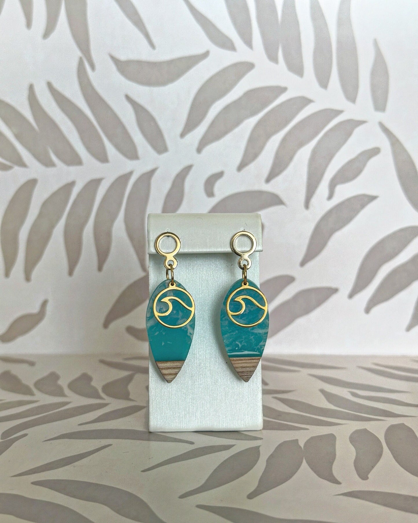 Wave and Surfboard Handmade Earrings; Beach, Ocean, Vacation, Sun, Cruise Accessories and Jewelry - Shella Bella