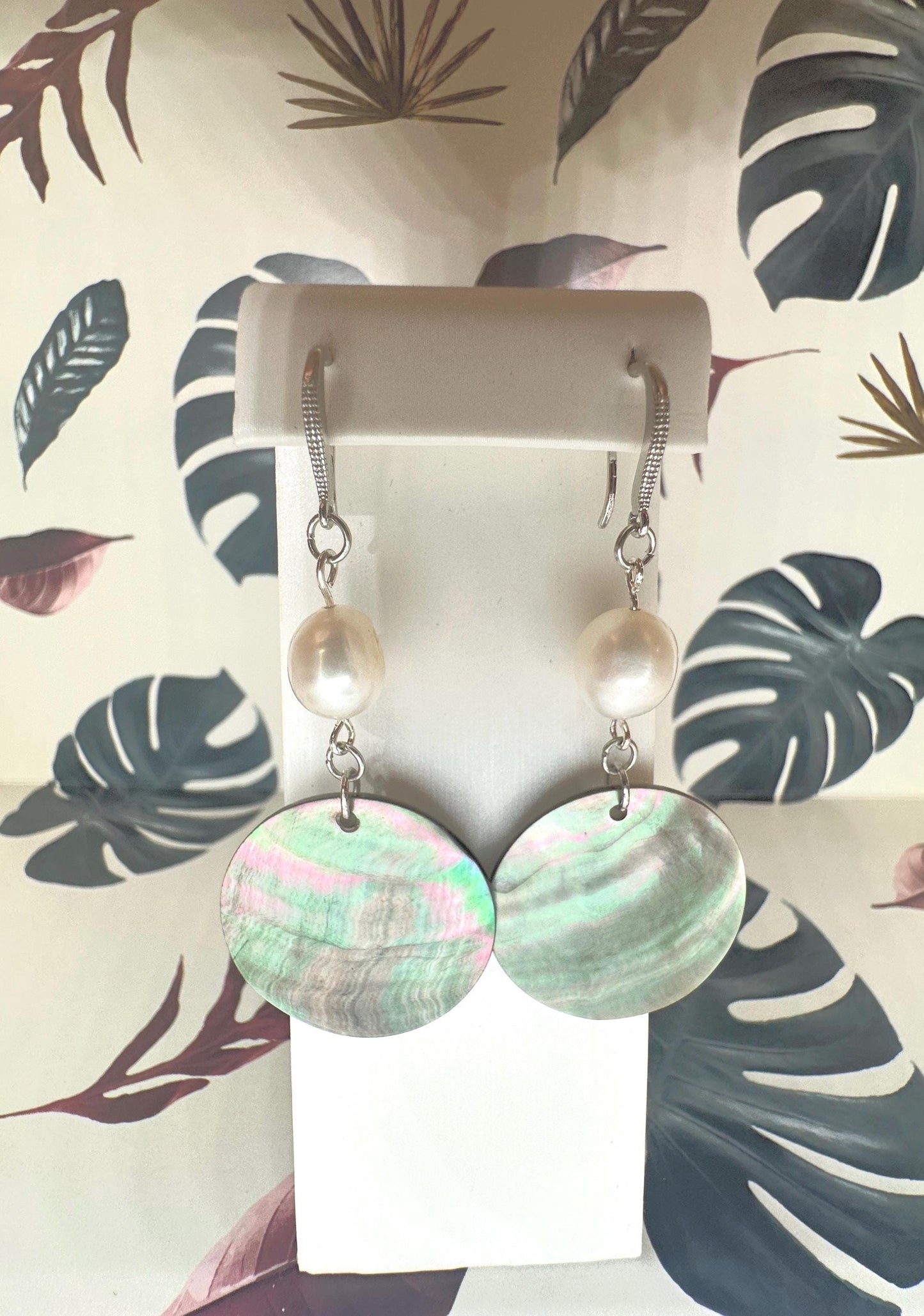 Black Mother of Pearl shell and Natural Pearl Handmade Earrings; Beach, Ocean, Vacation, Sun, Cruise Accessories and Jewelry - Shella Bella