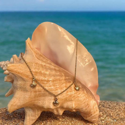 Triple Seashell Gold Necklace