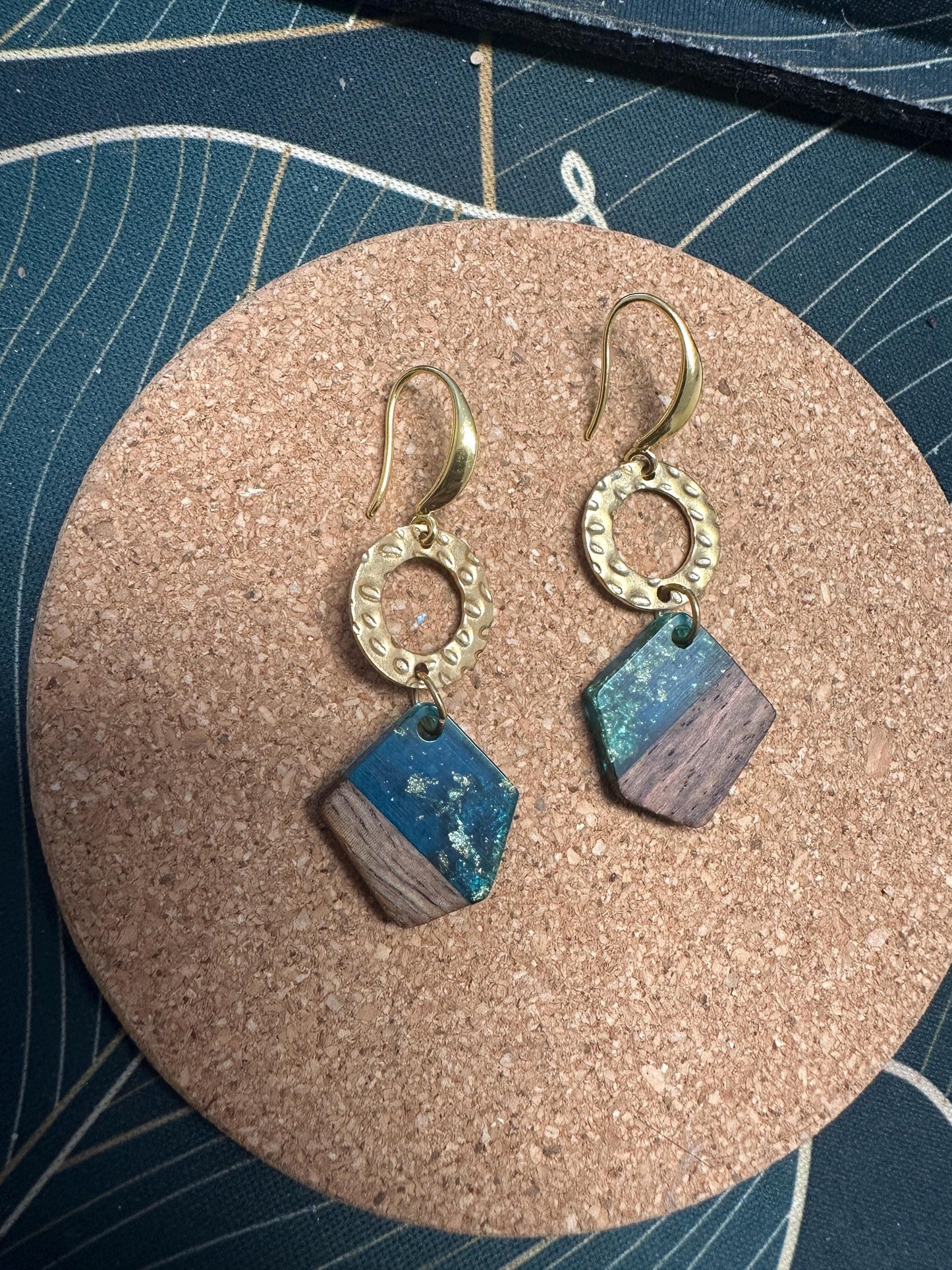 Geometric wood and acrylic Handmade Earrings; Beach, Ocean, Vacation, Sun, Cruise Accessories and Jewelry - Shella Bella
