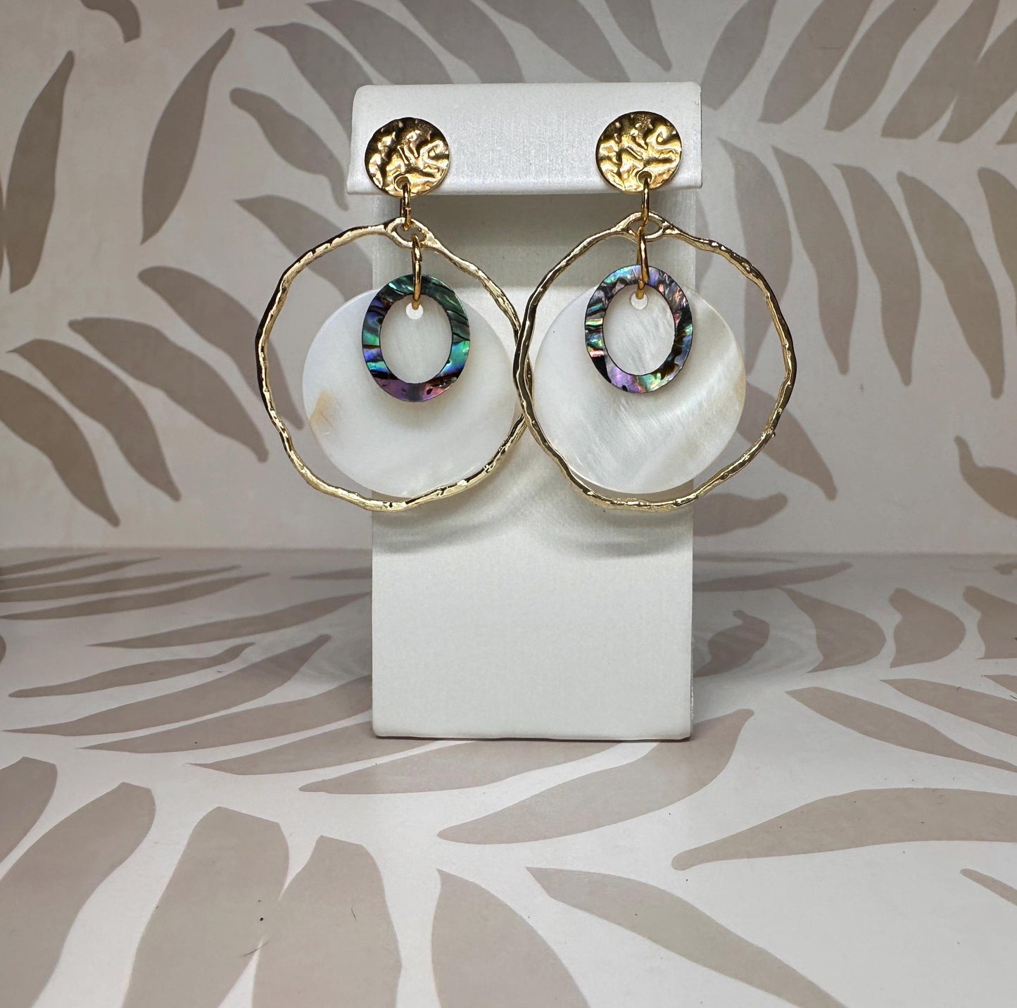 Abalone shell and Seashell Handmade Earrings; Beach, Ocean, Vacation, Sun, Cruise Accessories and Jewelry - Shella Bella