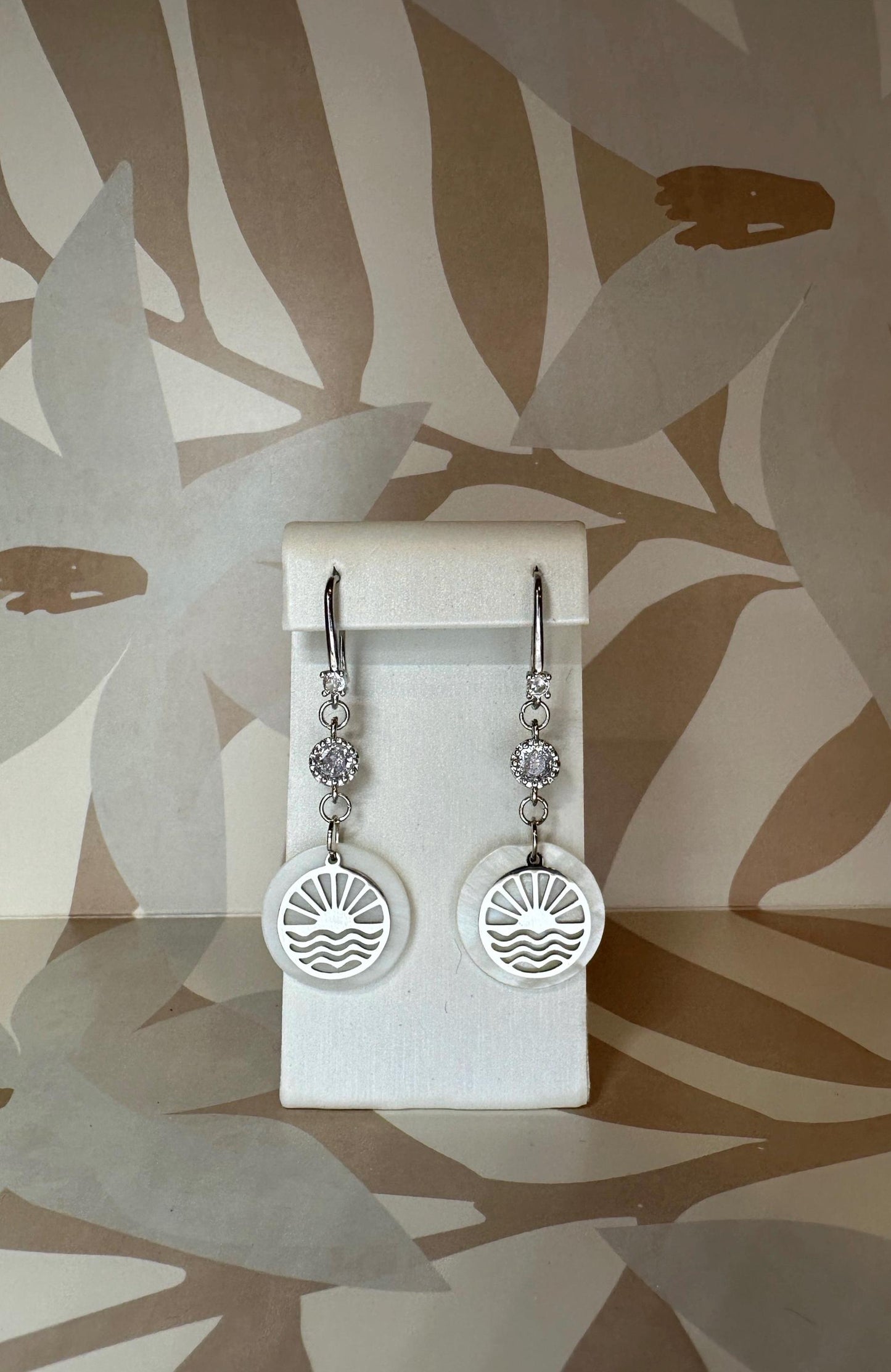 Sunset and Sea Shell Handmade Earrings; Beach, Ocean, Vacation, Sun, Cruise Accessories and Jewelry - Shella Bella