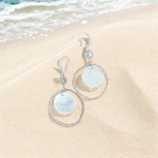 Organic shaped Natural Seashell Handmade Earrings; Beach, Ocean, Vacation, Sun, Cruise Accessories and Jewelry - Shella Bella