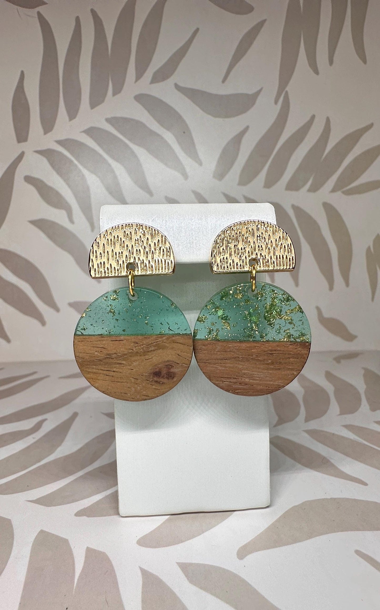 Round Wood and Acrylic Handmade Earrings; Beach, Ocean, Vacation, Sun, Cruise Accessories and Jewelry - Shella Bella