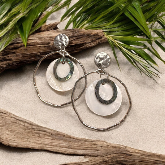 Abalone shell and Seashell Handmade Earrings; Beach, Ocean, Vacation, Sun, Cruise Accessories and Jewelry - Shella Bella