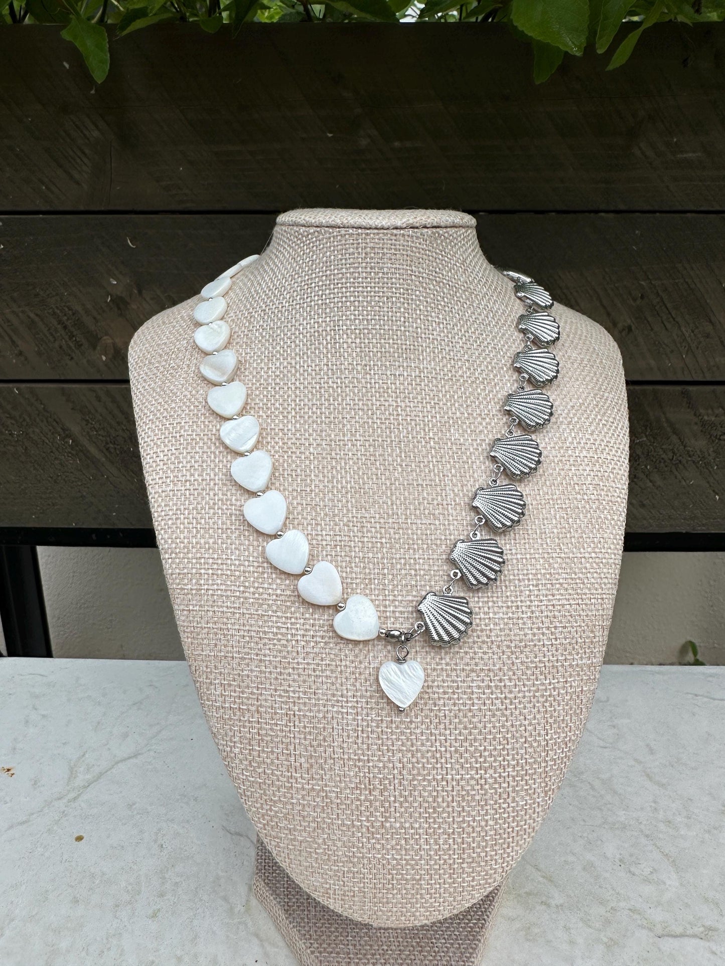 Silver Seashell Chain and Bead Necklace; Beach, Ocean, Vacation, Sun, Cruise Accessories and Jewelry - Shella Bella