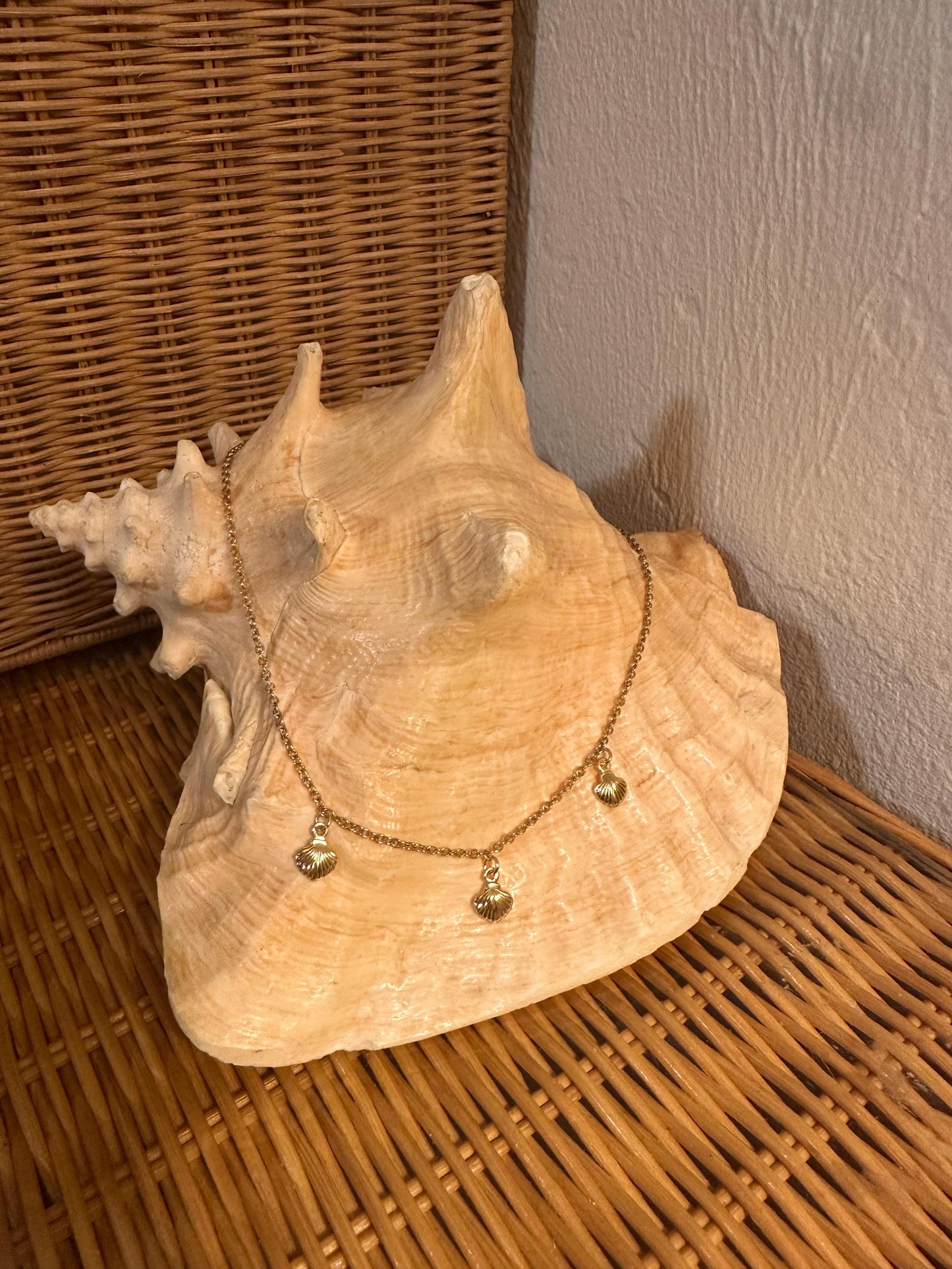 Triple Seashell Gold Necklace