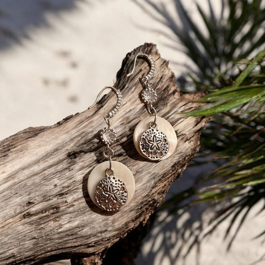 Sand Dollar and Shell Handmade Earrings; Beach, Ocean, Vacation, Sun, Cruise Accessories and Jewelry - Shella Bella