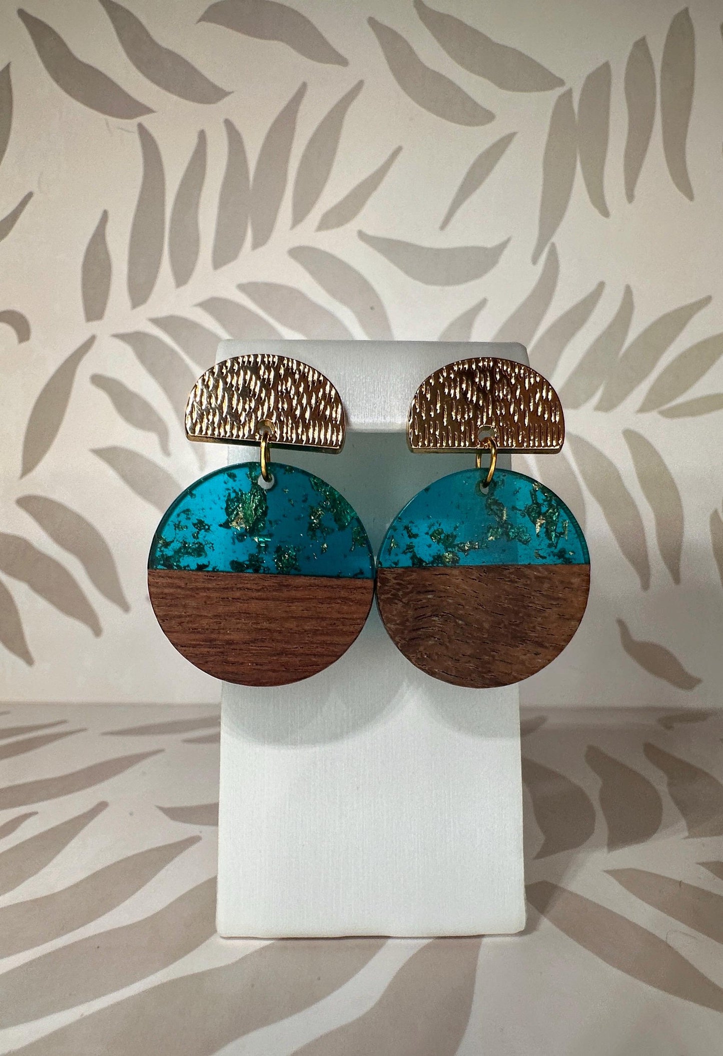 Round Wood and Acrylic Handmade Earrings; Beach, Ocean, Vacation, Sun, Cruise Accessories and Jewelry - Shella Bella