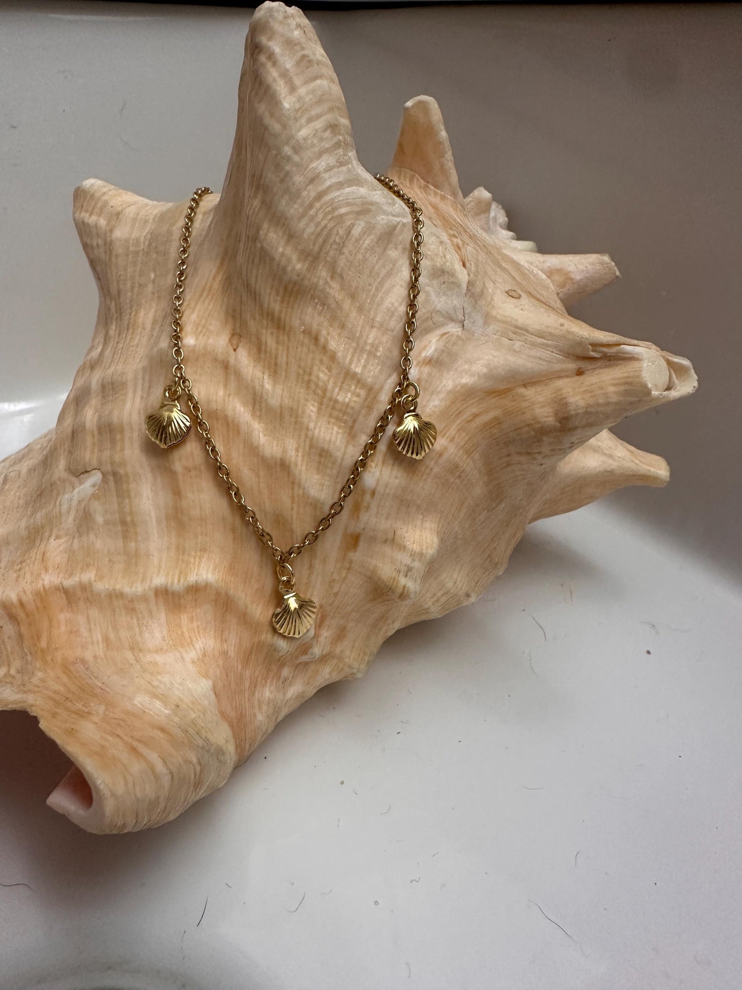 Triple Seashell Gold Necklace