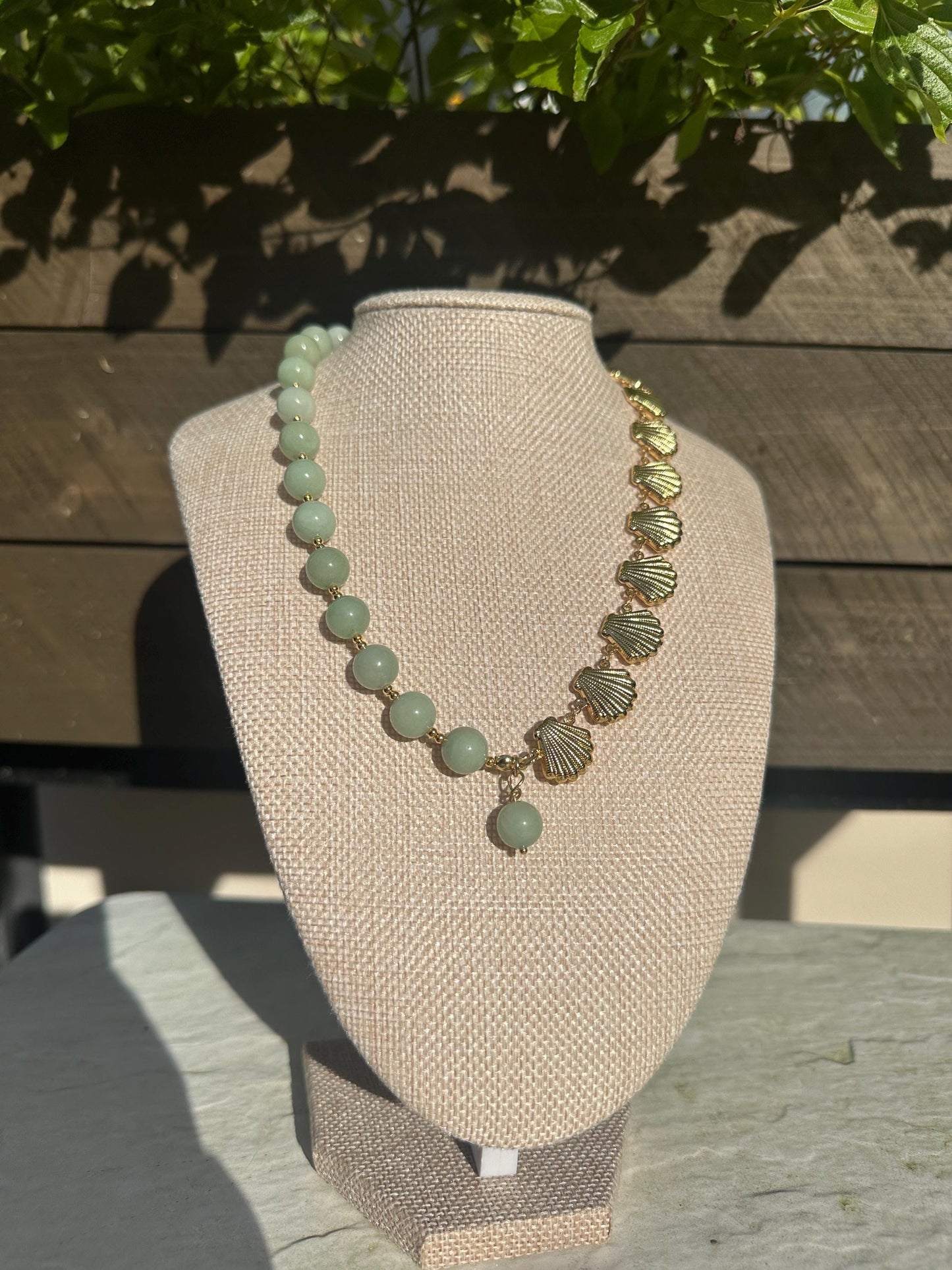 Gold Seashell Chain and Bead Necklace; Beach, Ocean, Vacation, Sun, Cruise Accessories and Jewelry - Shella Bella