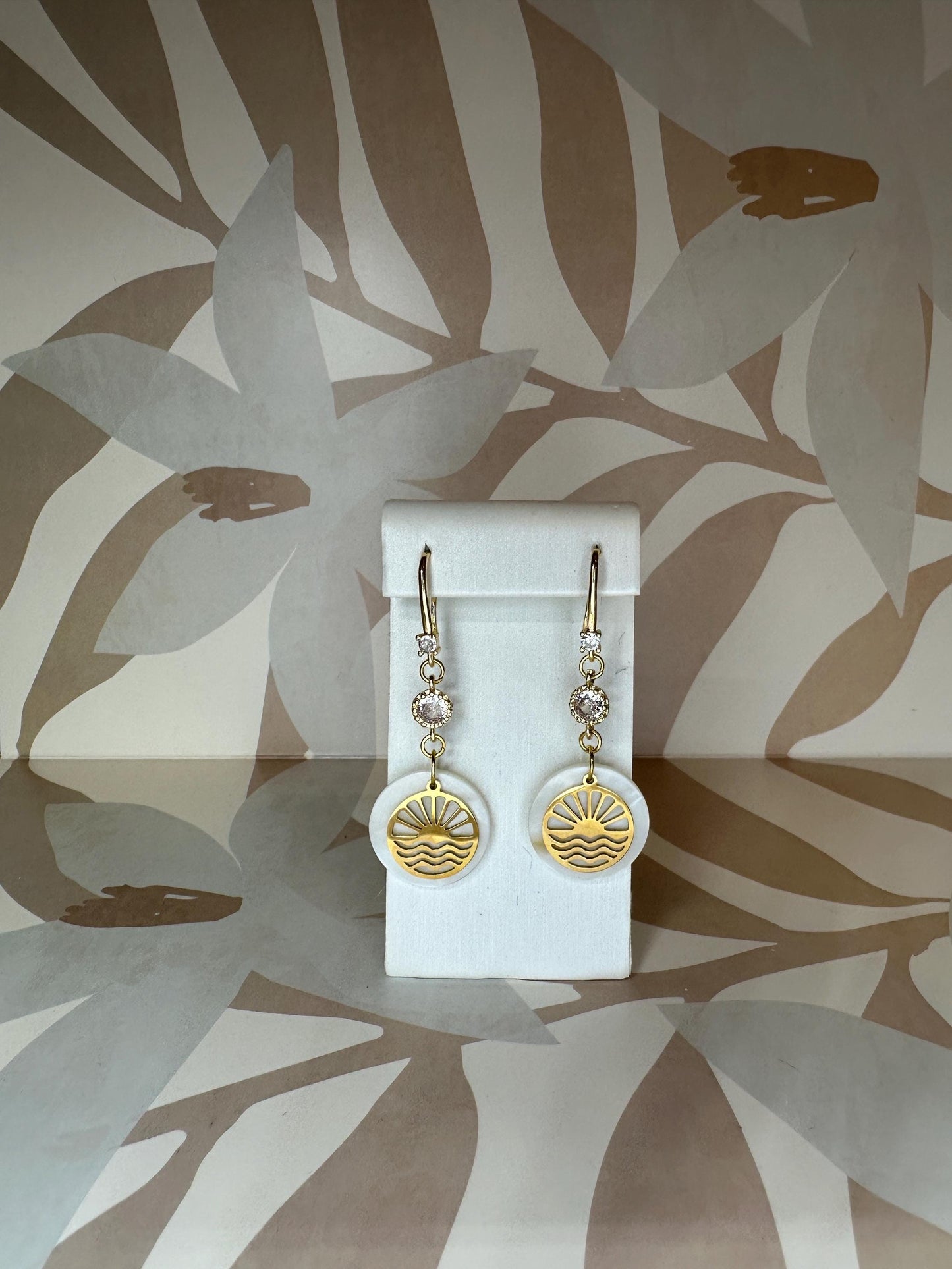 Sunset and Sea Shell Handmade Earrings; Beach, Ocean, Vacation, Sun, Cruise Accessories and Jewelry - Shella Bella