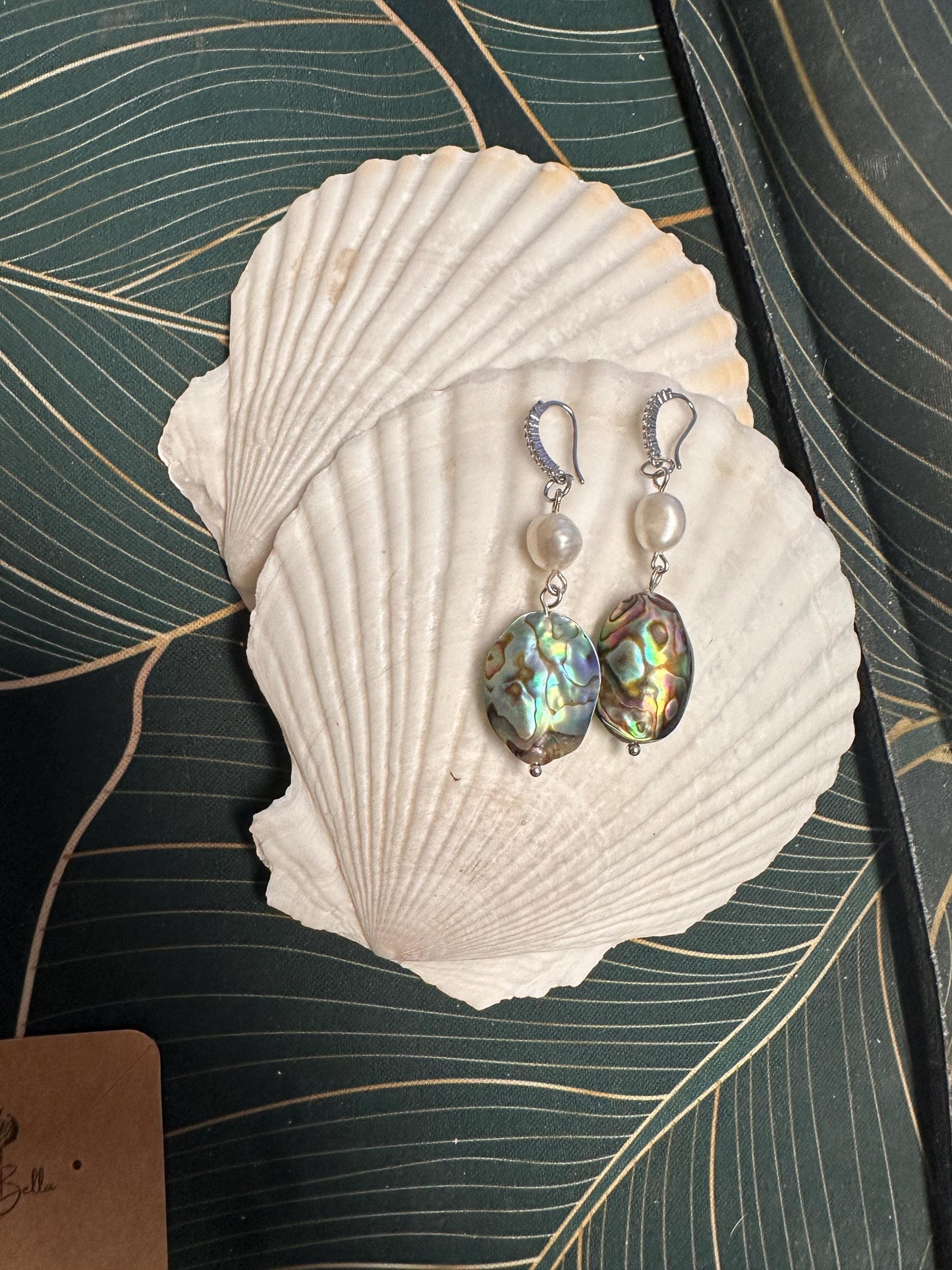 Abalone and Pearl Handmade Earrings; Beach, Ocean, Vacation, Sun, Cruise Accessories and Jewelry - Shella Bella