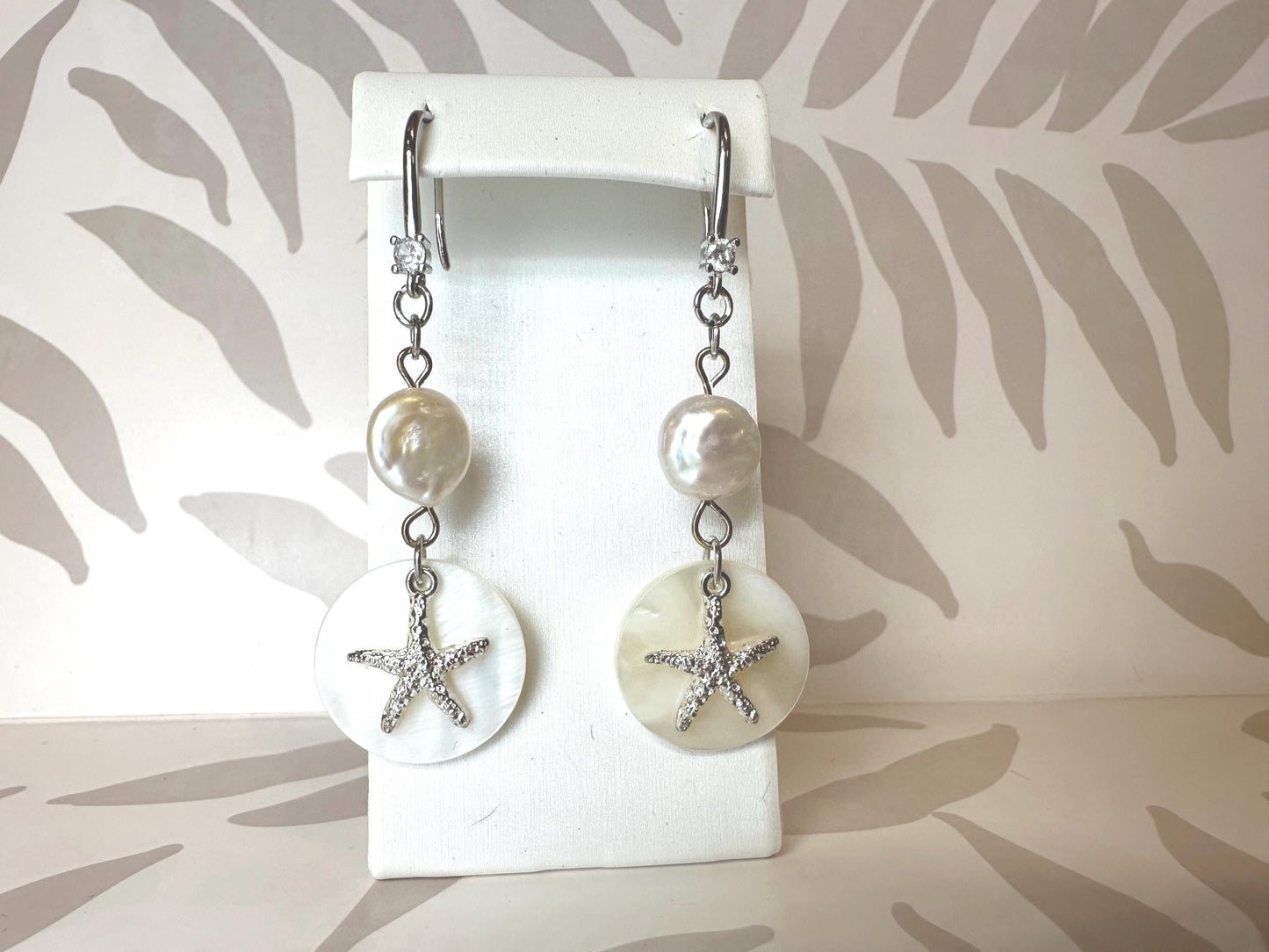 Pearl, Starfish and Shell Handmade Earrings; Beach, Ocean, Vacation, Sun, Cruise Accessories and Jewelry - Shella Bella
